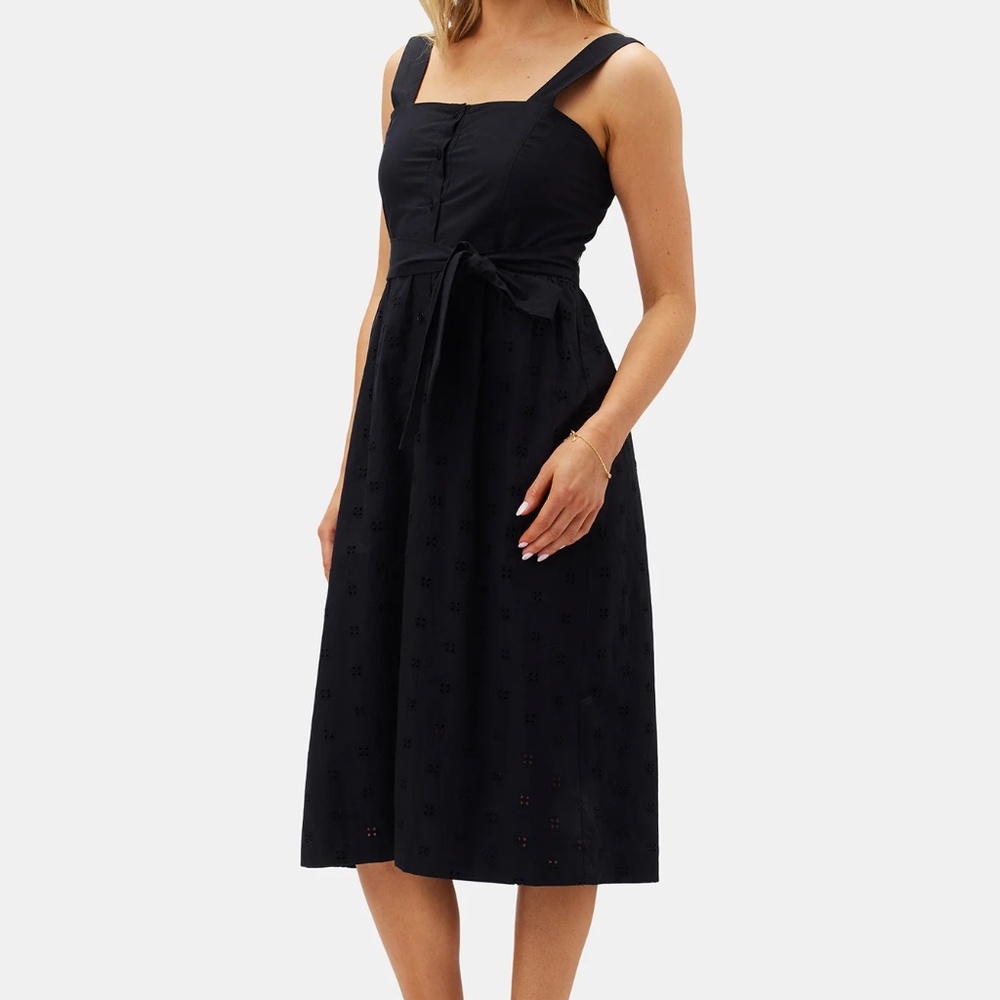 Amour Vert Organic Cotton Eyelet Dress NWT Size Small Black